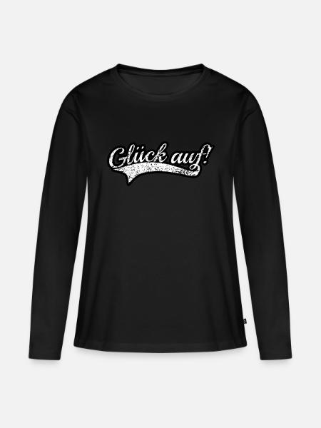 Glück auf - Frauen Premium Bio Langarmshirt - Schwarz