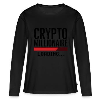 Bitcoin Crypto Millionaire Chargement - T-shirt manches longues Premium bio Femme - noir - Devant - Julia (174cm)