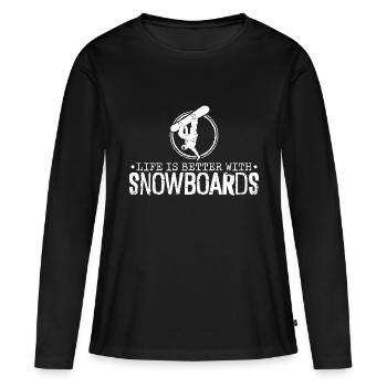Snowboard Snowboard Holiday Snowboarding Snowboarder - Women's Premium Organic Long Sleeve Shirt - black - Front - Julia (174cm)