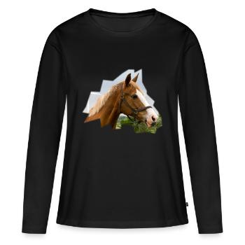 Cheval. Cheval. - T-shirt manches longues Premium bio Femme - noir - Devant - Julia (174cm)