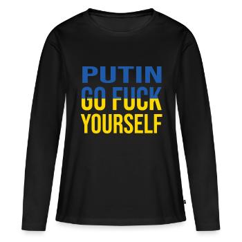 fuck poutine - T-shirt manches longues Premium bio Femme - noir - Devant - Julia (174cm)