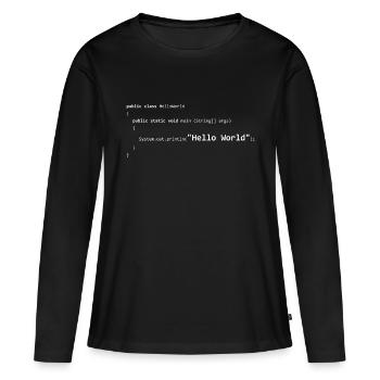 JAVA Hello Monde - T-shirt manches longues Premium bio Femme - noir - Devant - Julia (174cm)