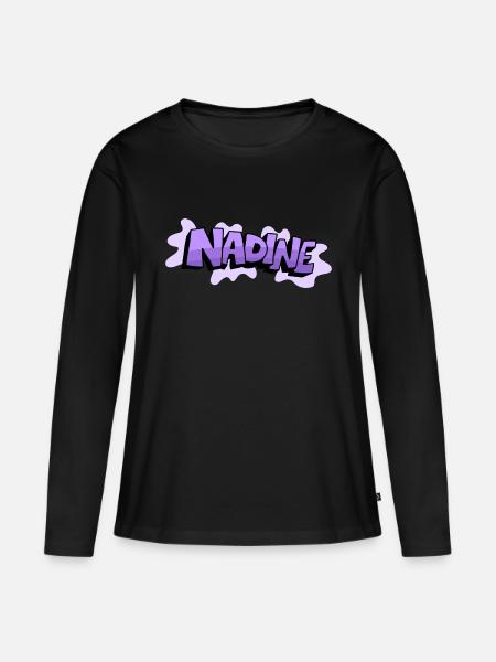 Grafitti Nom Nadine - T-shirt manches longues Premium bio Femme - noir