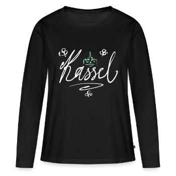 Kassel - T-shirt manches longues Premium bio Femme - noir - Devant - Julia (174cm)