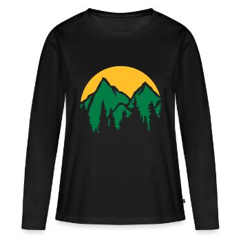 Montagnes Soleil Conifères - T-shirt manches longues Premium bio Femme - noir - Devant - Julia (174cm)