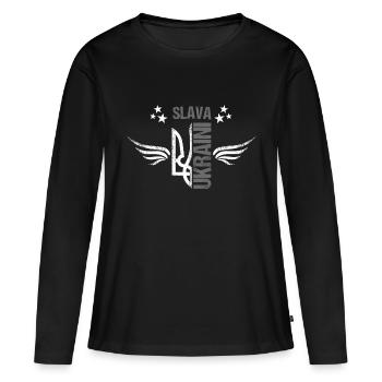 Ukraine Ruhm und Ehre - Frauen Premium Bio Langarmshirt - Schwarz - Vorne - Julia (174cm)