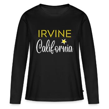 IRVINE California - T-shirt manches longues Premium bio Femme - noir - Devant - Julia (174cm)