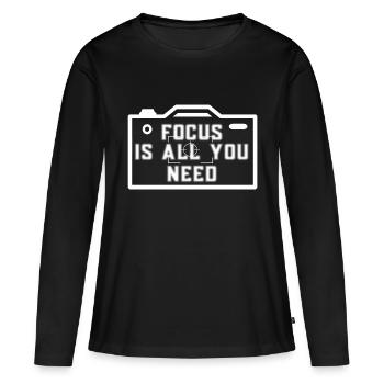 La concentration est tout ce dont vous avez besoin - T-shirt manches longues Premium bio Femme - noir - Devant - Julia (174cm)