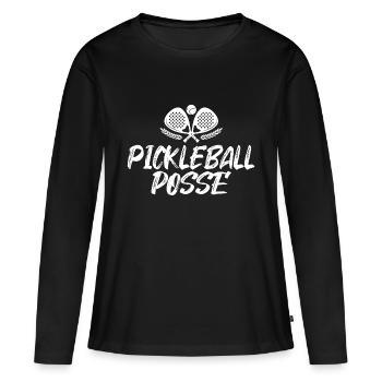 Pickleball Posse - T-shirt manches longues Premium bio Femme - noir - Devant - Julia (174cm)