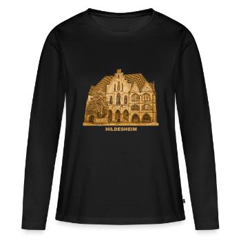 Hildesheim Rathaus Marktplatz Niedersachsen - Frauen Premium Bio Langarmshirt - Schwarz - Vorne - Julia (174cm)