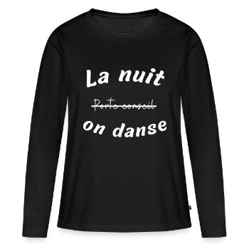La nuit on danse - T-shirt manches longues Premium bio Femme - noir - Devant - Julia (174cm)
