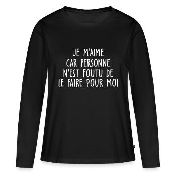 je m aime - T-shirt manches longues Premium bio Femme - noir - Devant - Julia (174cm)
