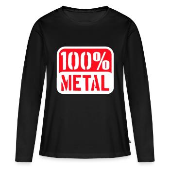 100% Heavy Metal Musique Timbre Texte Logo - T-shirt manches longues Premium bio Femme - noir - Devant - Julia (174cm)