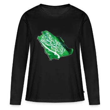 Saudi-Arabien Flagge in Saudi-Arabien Landkarte - Frauen Premium Bio Langarmshirt - Schwarz - Vorne - Julia (174cm)