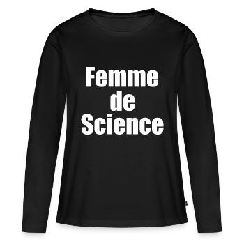 Femme de science - T-shirt manches longues Premium bio Femme - noir - Devant - Julia (174cm)