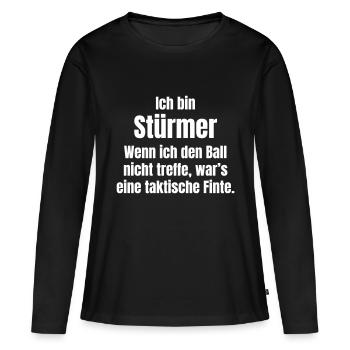 Striker in football - Women's Premium Organic Long Sleeve Shirt - black - Front - Julia (174cm)