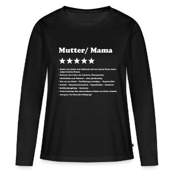 Mutter 5 Sterne Bewertung - Frauen Premium Bio Langarmshirt - Schwarz - Vorne - Julia (174cm)