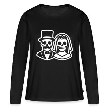 Jeunes mariés Mariage Squelette Mariée Marié - T-shirt manches longues Premium bio Femme - noir - Devant - Julia (174cm)