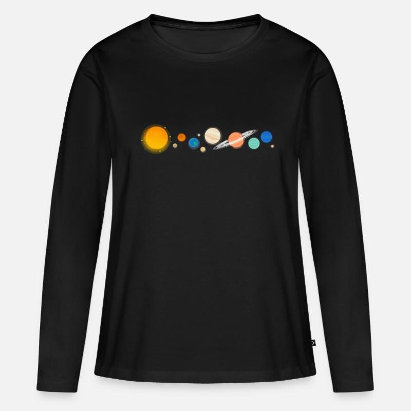 Sonnensystem - Frauen Premium Bio Langarmshirt - Schwarz