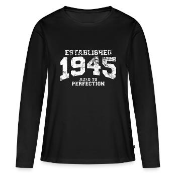established 1945 - aged to perfection (fr) - T-shirt manches longues Premium bio Femme - noir - Devant - Julia (174cm)
