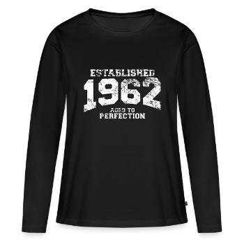 established 1962 - aged to perfection (fr) - T-shirt manches longues Premium bio Femme - noir - Devant - Julia (174cm)