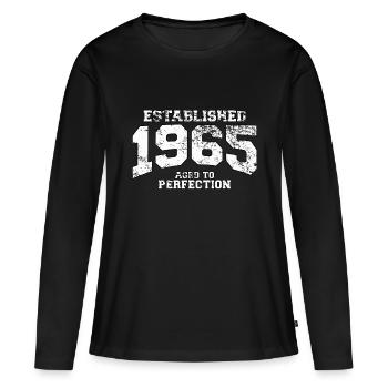 established 1965 - aged to perfection (fr) - T-shirt manches longues Premium bio Femme - noir - Devant - Julia (174cm)
