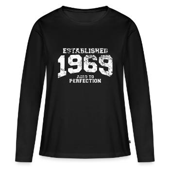 established 1969 - aged to perfection (fr) - T-shirt manches longues Premium bio Femme - noir - Devant - Julia (174cm)