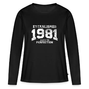 established 1981 - aged to perfection (fr) - T-shirt manches longues Premium bio Femme - noir - Devant - Julia (174cm)