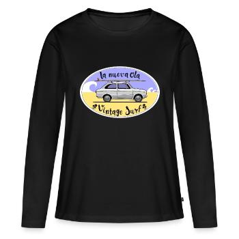 Surf vintage - T-shirt manches longues Premium bio Femme - noir - Devant - Julia (174cm)