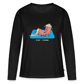 Pop porno - T-shirt manches longues Premium bio Femme - noir - Devant - Julia (174cm)