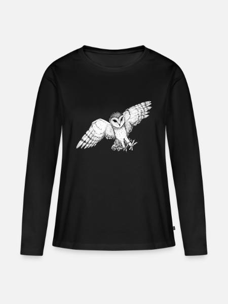 Schleiereule im Angriff - Frauen Premium Bio Langarmshirt - Schwarz