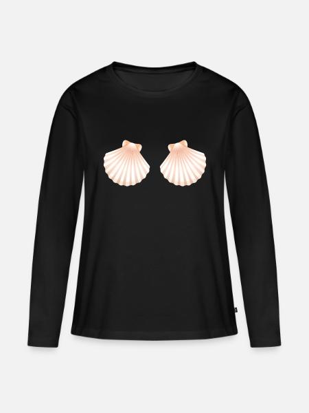 Muscheln Bikini Kostüm BH shell - Frauen Premium Bio Langarmshirt - Schwarz