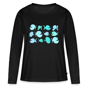 Poissons, mer du Sud, mer, maritim, Méditerranée Croatie - T-shirt manches longues Premium bio Femme - noir - Devant - Julia (174cm)