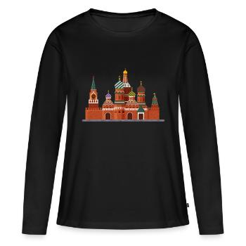 Monument du Kremlin à Moscou - T-shirt manches longues Premium bio Femme - noir - Devant - Julia (174cm)