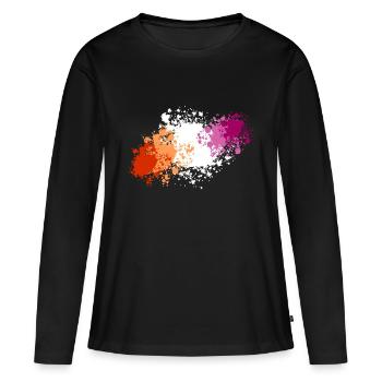 Lesben Pride Kleckse - Frauen Premium Bio Langarmshirt - Schwarz - Vorne - Julia (174cm)