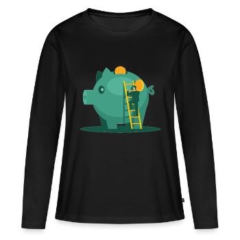piggy bank - Women's Premium Organic Long Sleeve Shirt - black - Front - Julia (174cm)