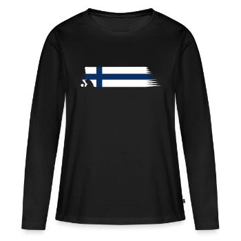 Finland Flag - Football National Team - Women's Premium Organic Long Sleeve Shirt - black - Front - Julia (174cm)