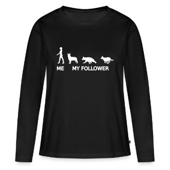 Kvinde med hunde Følgere sjov hund siger EN 2 - Premium økologisk langærmet T-shirt til kvinder - sort - Foran - Julia (174cm)