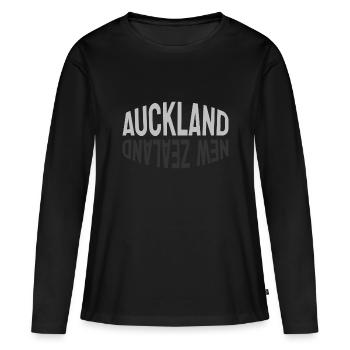 Auckland - Nouvelle-Zélande - Nouvelle-Zélande - Maori - Aotearoa - T-shirt manches longues Premium bio Femme - noir - Devant - Julia (174cm)