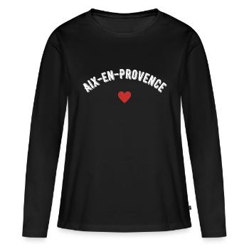 aix en provence - T-shirt manches longues Premium bio Femme - noir - Devant - Julia (174cm)