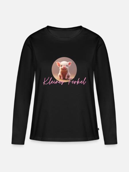 Kleines Ferkel - Frauen Premium Bio Langarmshirt - Schwarz