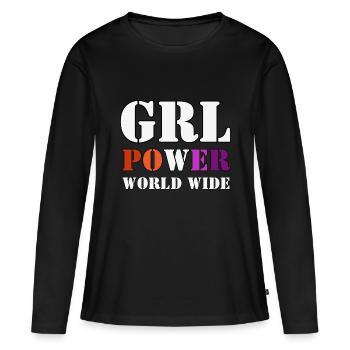 Frauenpower - Frauen Premium Bio Langarmshirt - Schwarz - Vorne - Julia (174cm)