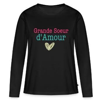 grande soeur d Amour - T-shirt manches longues Premium bio Femme - noir - Devant - Julia (174cm)
