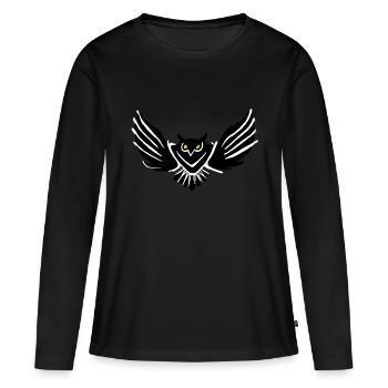 eule - Frauen Premium Bio Langarmshirt - Schwarz - Vorne - Julia (174cm)
