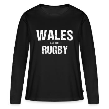 Rugby à XV du Pays de Galles - T-shirt manches longues Premium bio Femme - noir - Devant - Julia (174cm)