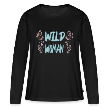 Femme sauvage - T-shirt manches longues Premium bio Femme - noir - Devant - Julia (174cm)
