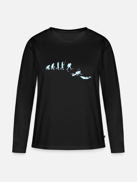 Taucher Evolution Tauchen Delphin - Frauen Premium Bio Langarmshirt - Schwarz