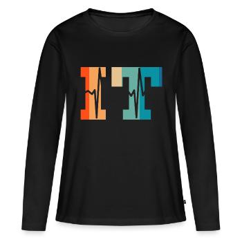 Battement de cœur rétro information technology - T-shirt manches longues Premium bio Femme - noir - Devant - Julia (174cm)