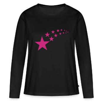 Star, les étoiles - T-shirt manches longues Premium bio Femme - noir - Devant - Julia (174cm)