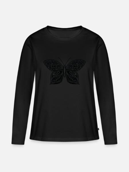 Schmetterling - Frauen Premium Bio Langarmshirt - Schwarz